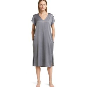 Universal standard Cindy satin vneck midi dress slit